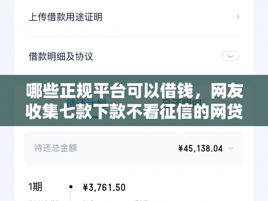 哪些正规平台可以借钱，网友收集七款下款不看征信的网贷平台
