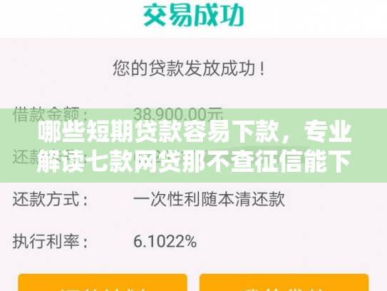 哪些短期贷款容易下款，专业解读七款网贷那不查征信能下款