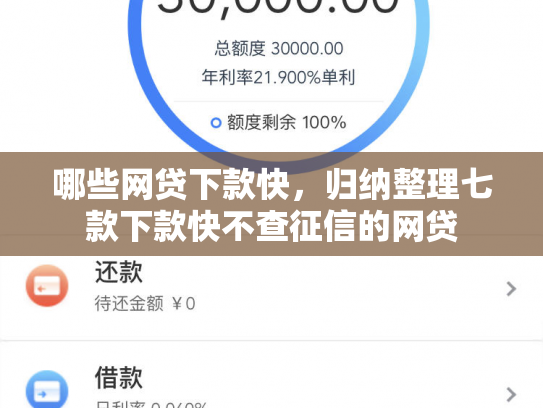 哪些网贷下款快，归纳整理七款下款快不查征信的网贷