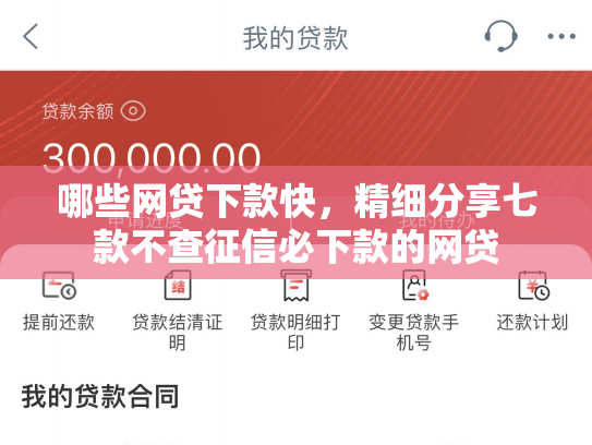 哪些网贷下款快，精细分享七款不查征信必下款的网贷