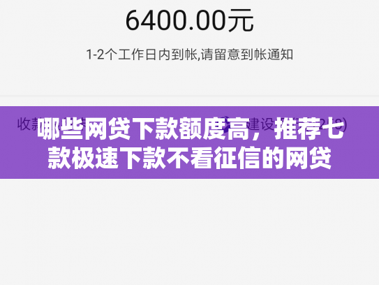 哪些网贷下款额度高，推荐七款极速下款不看征信的网贷