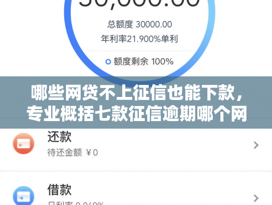 哪些网贷不上征信也能下款，专业概括七款征信逾期哪个网贷能下款