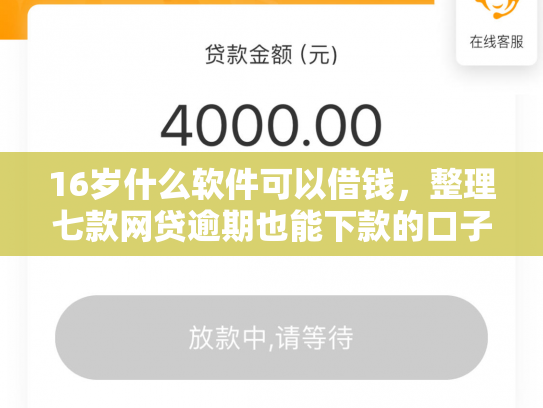 16岁什么软件可以借钱，整理七款网贷逾期也能下款的口子