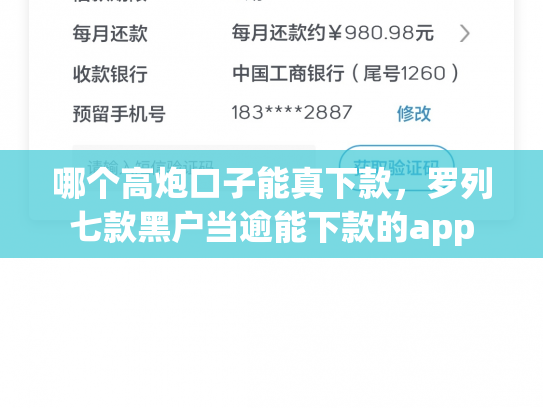 哪个高炮口子能真下款，罗列七款黑户当逾能下款的app