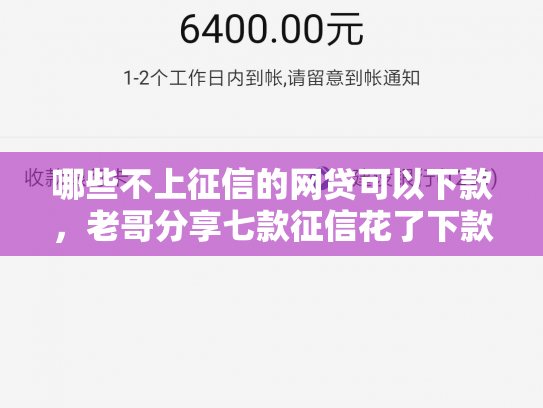 哪些不上征信的网贷可以下款，老哥分享七款征信花了下款的网贷口子