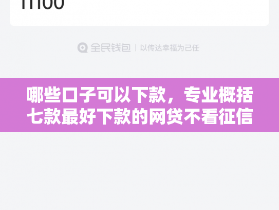 哪些口子可以下款，专业概括七款最好下款的网贷不看征信
