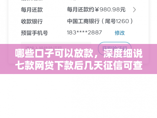 哪些口子可以放款，深度细说七款网贷下款后几天征信可查