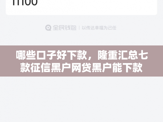 哪些口子好下款，隆重汇总七款征信黑户网贷黑户能下款