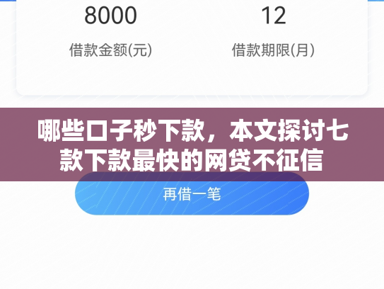 哪些口子秒下款，本文探讨七款下款最快的网贷不征信