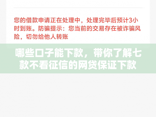 哪些口子能下款，带你了解七款不看征信的网贷保证下款