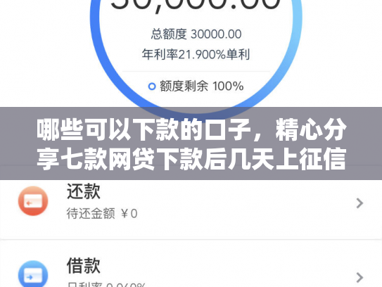 哪些可以下款的口子，精心分享七款网贷下款后几天上征信