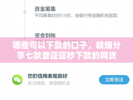 哪些可以下款的口子，精细分享七款查征信秒下款的网贷