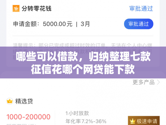 哪些可以借款，归纳整理七款征信花哪个网贷能下款