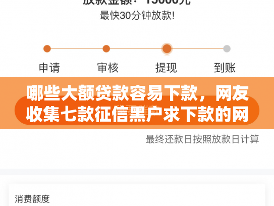 哪些大额贷款容易下款，网友收集七款征信黑户求下款的网贷