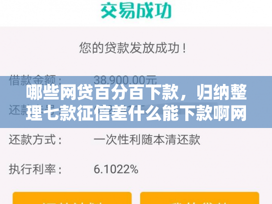 哪些网贷百分百下款，归纳整理七款征信差什么能下款啊网贷