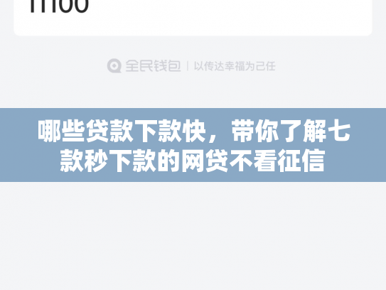 哪些贷款下款快，带你了解七款秒下款的网贷不看征信