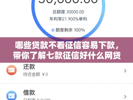 哪些贷款不看征信容易下款，带你了解七款征信好什么网贷下款快