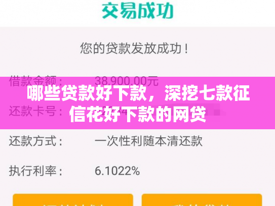 哪些贷款好下款，深挖七款征信花好下款的网贷