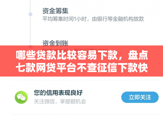 哪些贷款比较容易下款，盘点七款网贷平台不查征信下款快