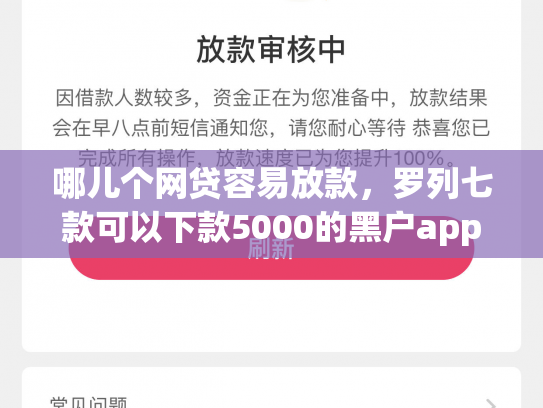 哪儿个网贷容易放款，罗列七款可以下款5000的黑户app