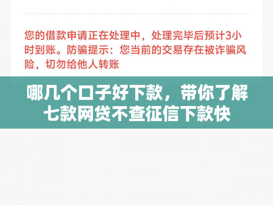 哪几个口子好下款，带你了解七款网贷不查征信下款快