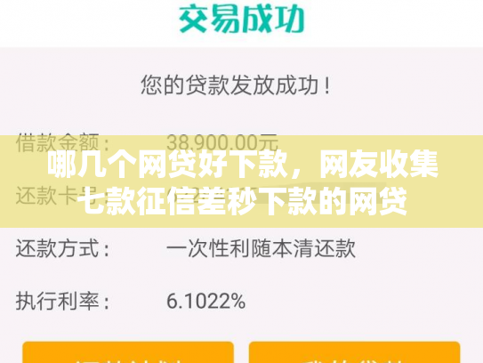 哪几个网贷好下款，网友收集七款征信差秒下款的网贷