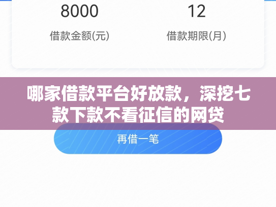 哪家借款平台好放款，深挖七款下款不看征信的网贷
