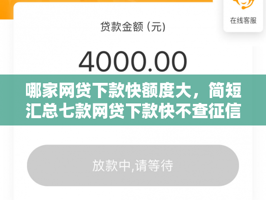哪家网贷下款快额度大，简短汇总七款网贷下款快不查征信