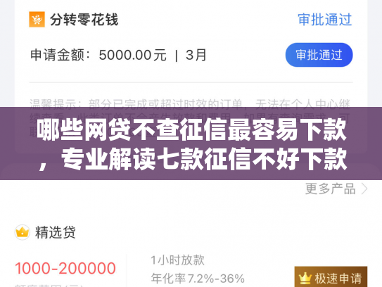 哪些网贷不查征信最容易下款，专业解读七款征信不好下款的网贷平台