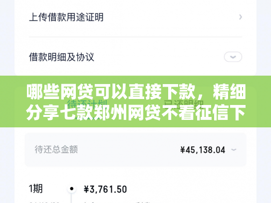 哪些网贷可以直接下款，精细分享七款郑州网贷不看征信下款快