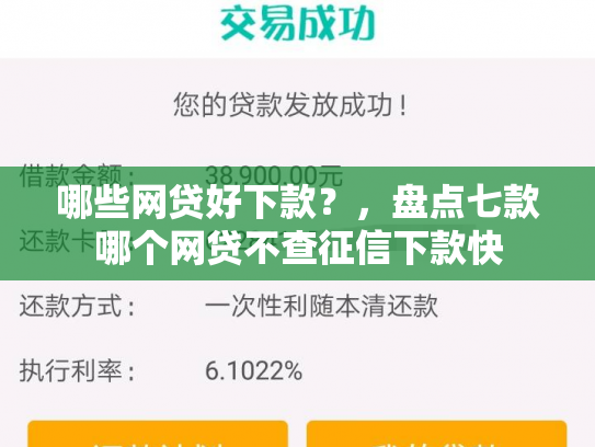 哪些网贷好下款？，盘点七款哪个网贷不查征信下款快