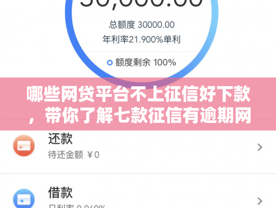 哪些网贷平台不上征信好下款，带你了解七款征信有逾期网贷不下款