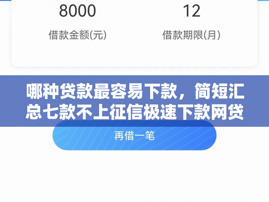 哪种贷款最容易下款，简短汇总七款不上征信极速下款网贷