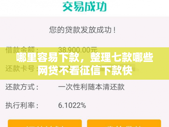 哪里容易下款，整理七款哪些网贷不看征信下款快