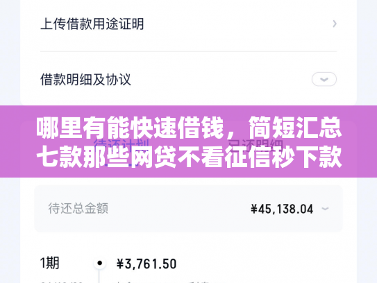 哪里有能快速借钱，简短汇总七款那些网贷不看征信秒下款