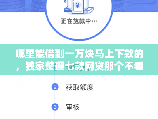 哪里能借到一万块马上下款的，独家整理七款网贷那个不看征信准下款