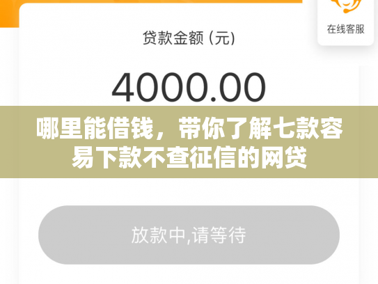 哪里能借钱，带你了解七款容易下款不查征信的网贷