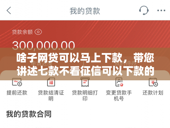 啥子网贷可以马上下款，带您讲述七款不看征信可以下款的平台