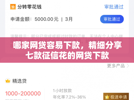 哪家网贷容易下款，精细分享七款征信花的网贷下款