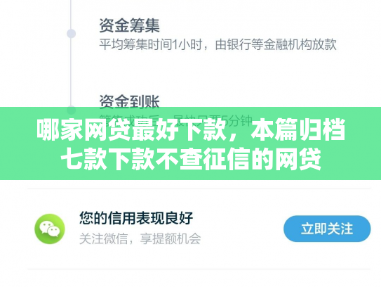 哪家网贷最好下款，本篇归档七款下款不查征信的网贷