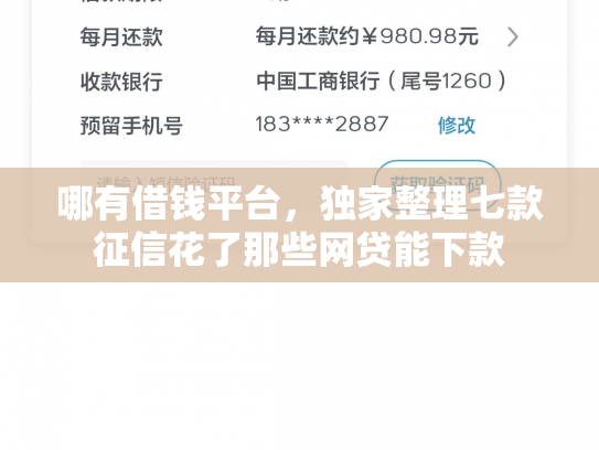 哪有借钱平台，独家整理七款征信花了那些网贷能下款