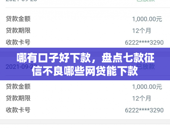 哪有口子好下款，盘点七款征信不良哪些网贷能下款