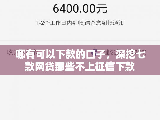 哪有可以下款的口子，深挖七款网贷那些不上征信下款