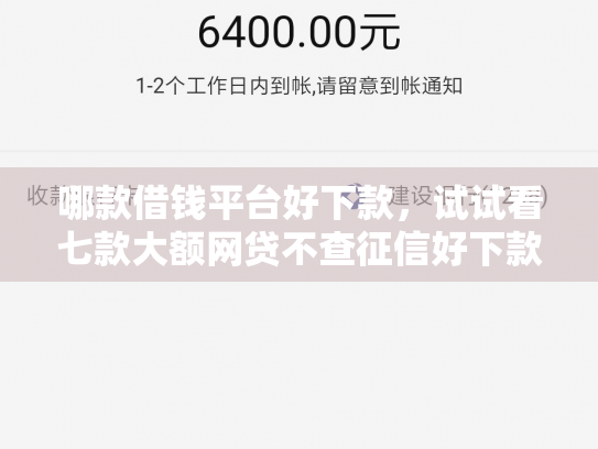 哪款借钱平台好下款，试试看七款大额网贷不查征信好下款