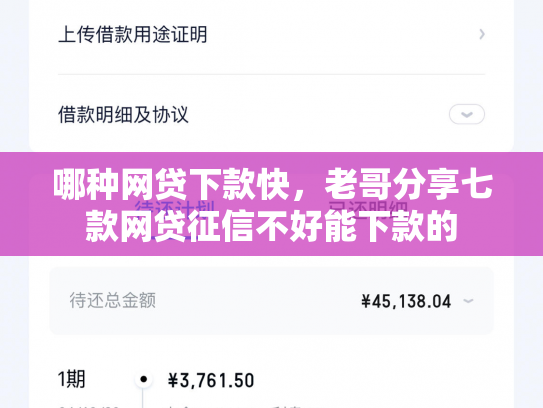 哪种网贷下款快，老哥分享七款网贷征信不好能下款的