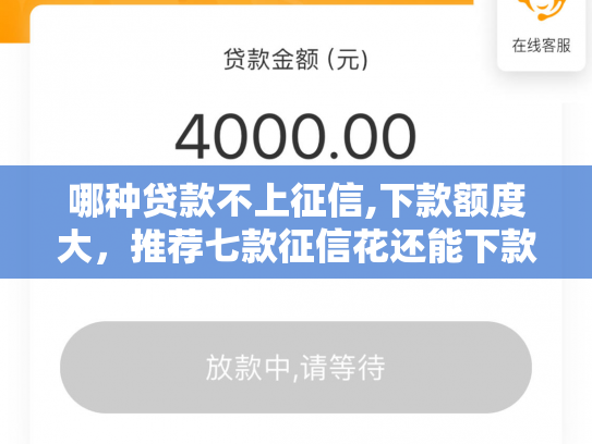 哪种贷款不上征信,下款额度大，推荐七款征信花还能下款的网贷
