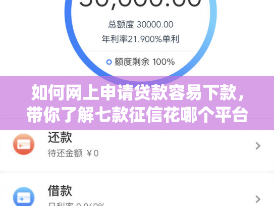 如何网上申请贷款容易下款，带你了解七款征信花哪个平台好下款app