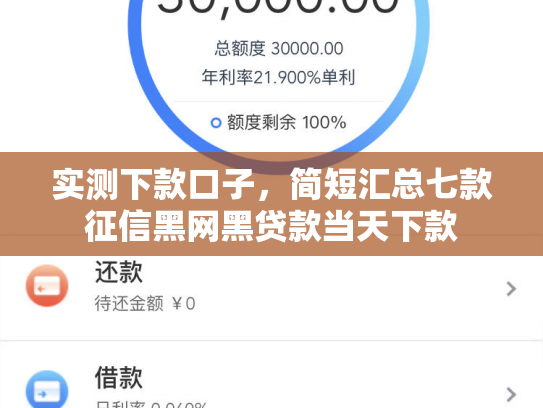 实测下款口子，简短汇总七款征信黑网黑贷款当天下款