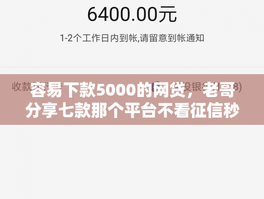 容易下款5000的网贷，老哥分享七款那个平台不看征信秒下款