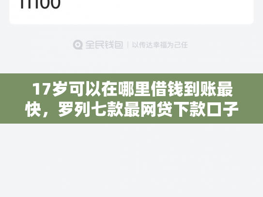 17岁可以在哪里借钱到账最快，罗列七款最网贷下款口子